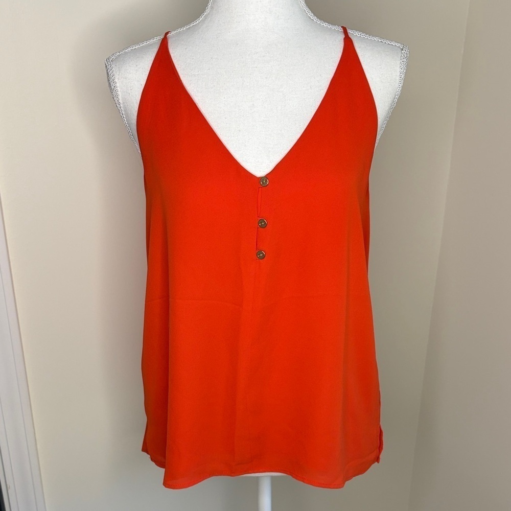 LOFT Vibrant Orange Camisole with Button Accents. Small